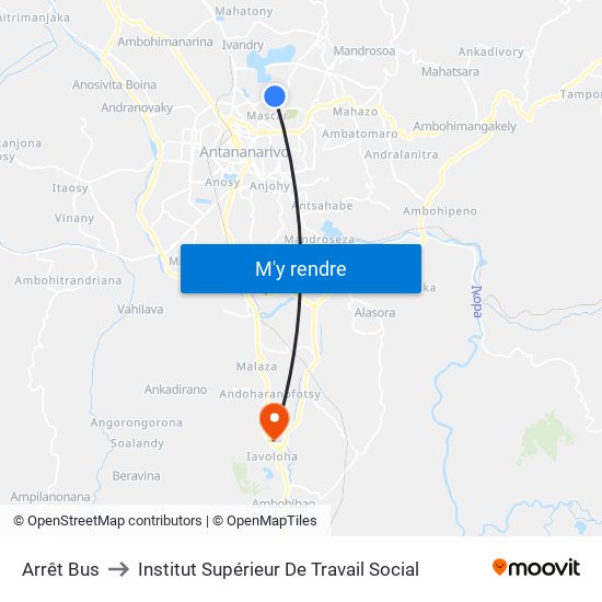 Arrêt Bus to Institut Supérieur De Travail Social map