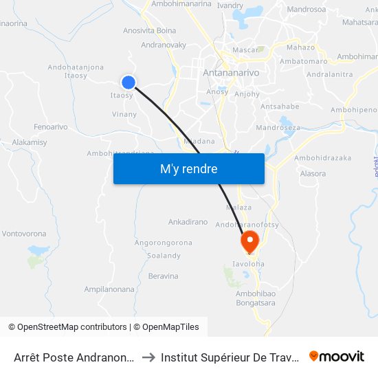 Arrêt Poste Andranonahoatra to Institut Supérieur De Travail Social map