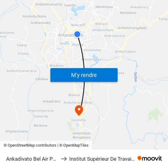 Ankadivato Bel Air Paompy to Institut Supérieur De Travail Social map