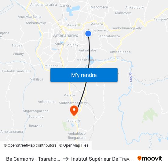 Be Camions - Tsarahonenana to Institut Supérieur De Travail Social map