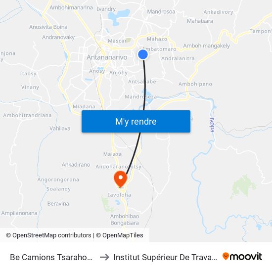 Be Camions Tsarahonenana to Institut Supérieur De Travail Social map