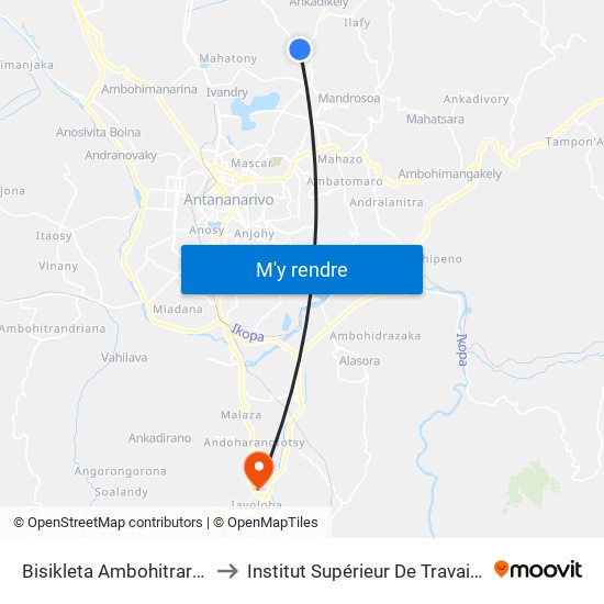 Bisikleta Ambohitrarahaba to Institut Supérieur De Travail Social map