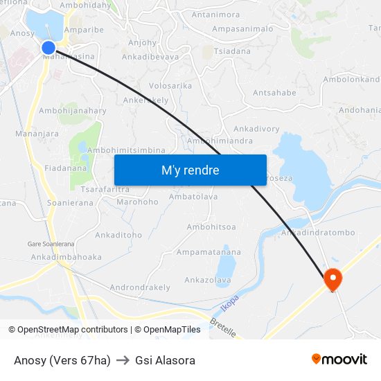 Anosy (Vers 67ha) to Gsi Alasora map