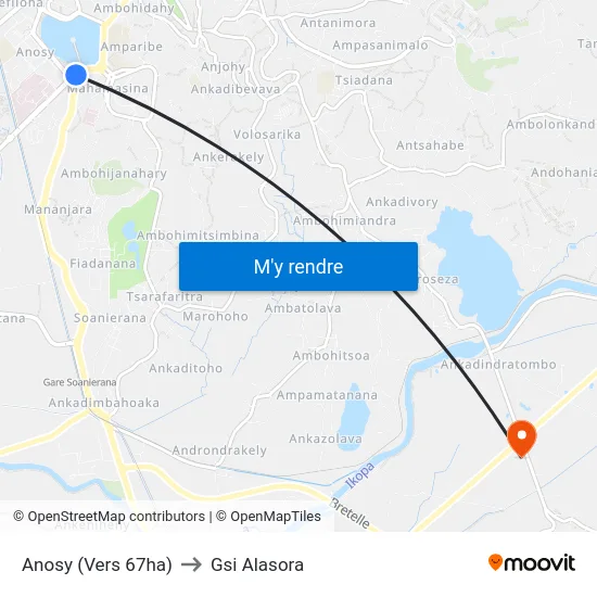 Anosy (Vers 67ha) to Gsi Alasora map