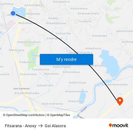 Fitsarana - Anosy to Gsi Alasora map