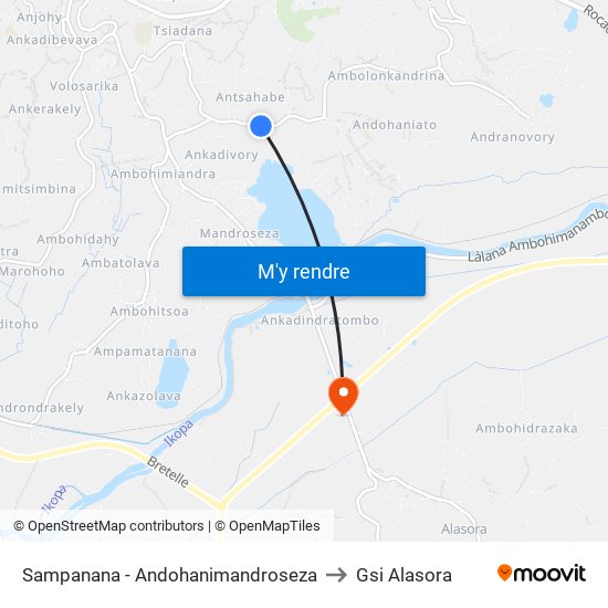 Sampanana - Andohanimandroseza to Gsi Alasora map