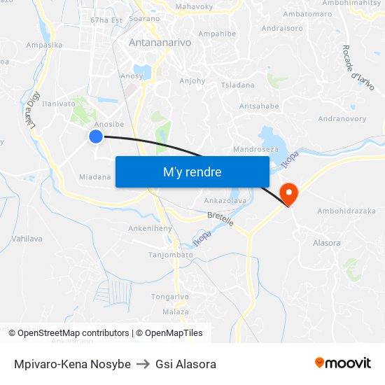 Mpivaro-Kena Nosybe to Gsi Alasora map