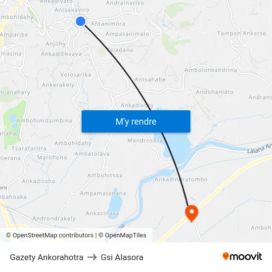 Gazety Ankorahotra to Gsi Alasora map