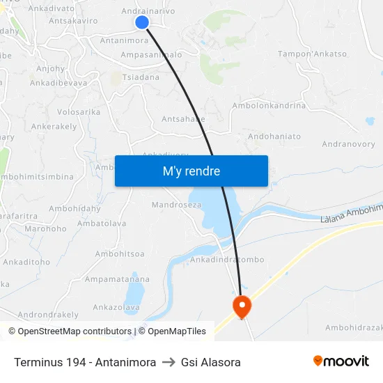 Terminus 194 - Antanimora to Gsi Alasora map