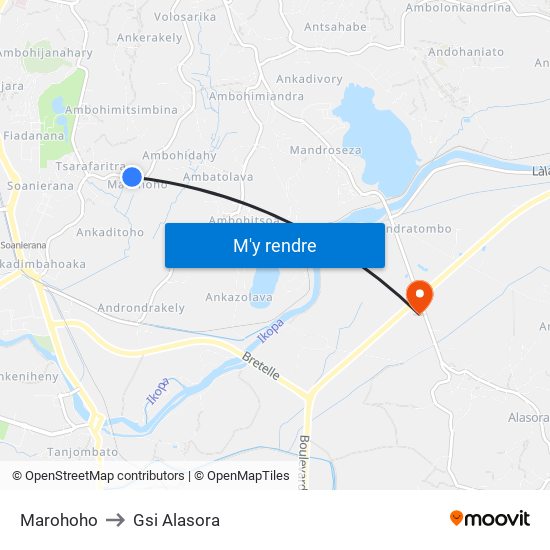 Marohoho to Gsi Alasora map