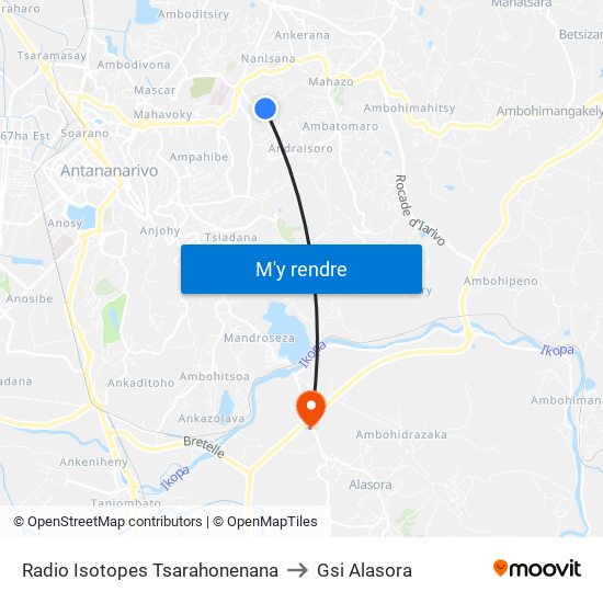 Radio Isotopes Tsarahonenana to Gsi Alasora map