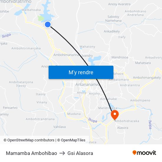 Mamamba Ambohibao to Gsi Alasora map