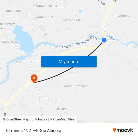 Terminus 192 to Gsi Alasora map