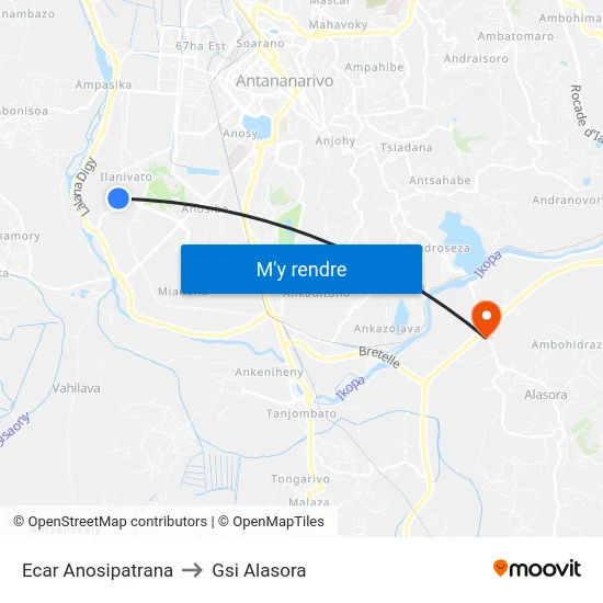 Ecar Anosipatrana to Gsi Alasora map
