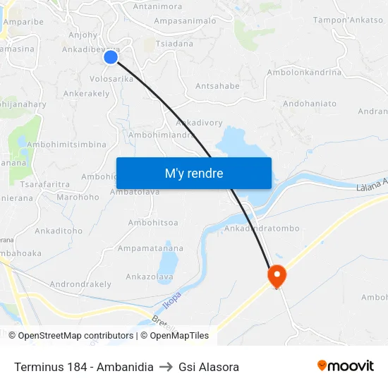 Terminus 184 - Ambanidia to Gsi Alasora map