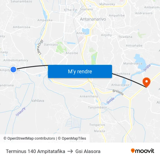 Terminus 140 Ampitatafika to Gsi Alasora map
