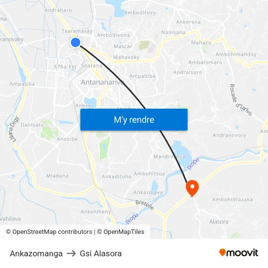 Ankazomanga to Gsi Alasora map