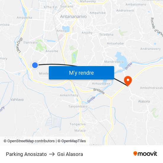 Parking Anosizato to Gsi Alasora map
