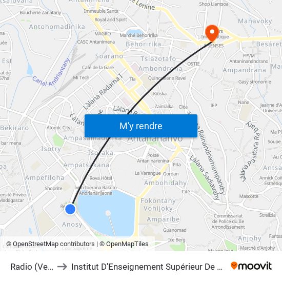 Radio (Vers Anosy) - Anosy to Institut D’Enseignement Supérieur De Technologie D’Informatique Et De Management D’Entreprise map