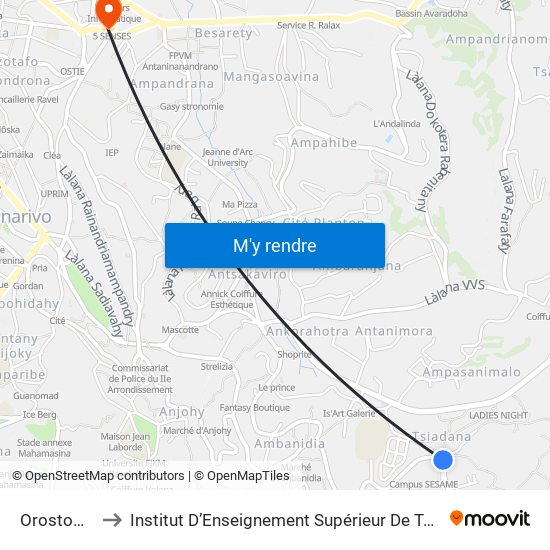 Orostom - Ambatoroka to Institut D’Enseignement Supérieur De Technologie D’Informatique Et De Management D’Entreprise map