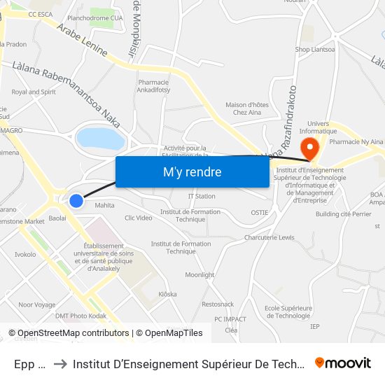 Epp - Soarano to Institut D’Enseignement Supérieur De Technologie D’Informatique Et De Management D’Entreprise map
