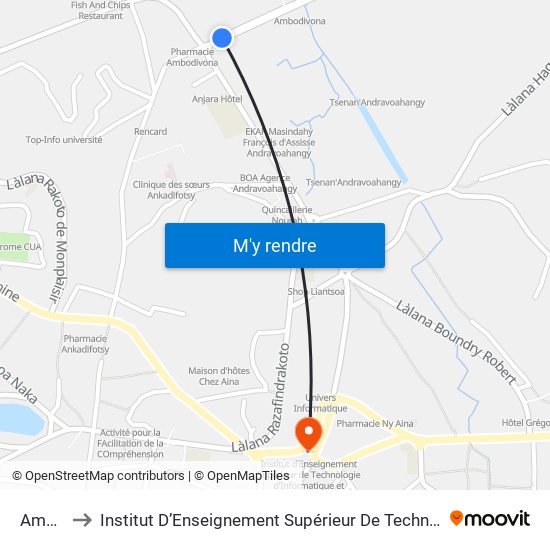 Ambodivona to Institut D’Enseignement Supérieur De Technologie D’Informatique Et De Management D’Entreprise map