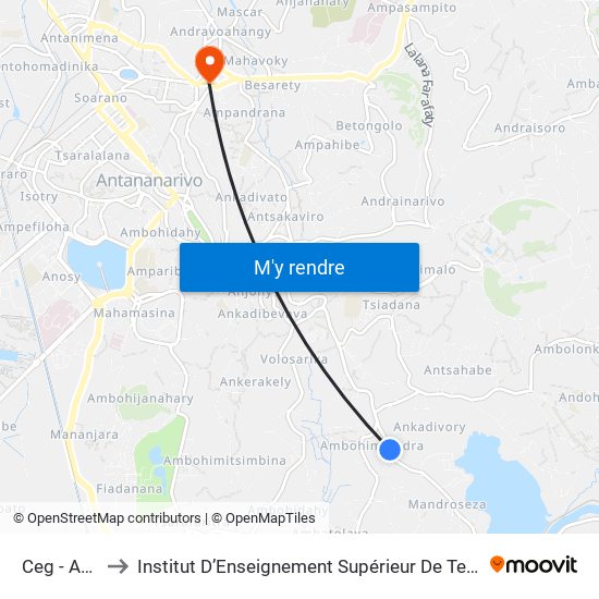 Ceg - Ambohimiandra to Institut D’Enseignement Supérieur De Technologie D’Informatique Et De Management D’Entreprise map