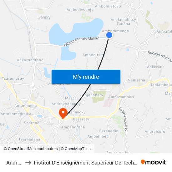 Andranobevava to Institut D’Enseignement Supérieur De Technologie D’Informatique Et De Management D’Entreprise map