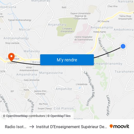 Radio Isotopes Tsarahonenana to Institut D’Enseignement Supérieur De Technologie D’Informatique Et De Management D’Entreprise map