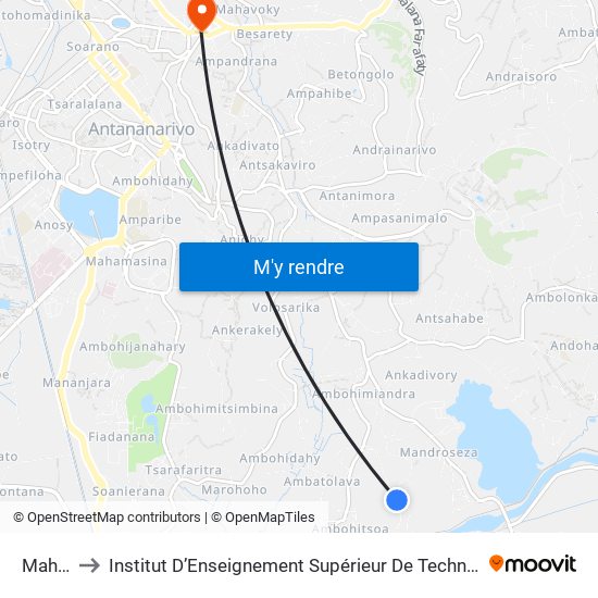 Mahazoarivo to Institut D’Enseignement Supérieur De Technologie D’Informatique Et De Management D’Entreprise map
