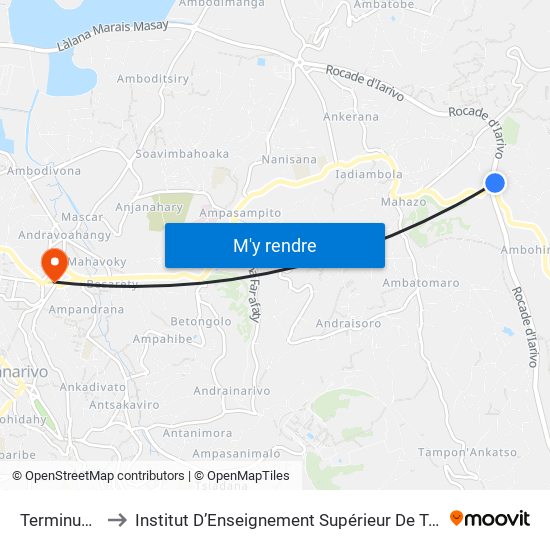 Terminus Ambohimahitsy to Institut D’Enseignement Supérieur De Technologie D’Informatique Et De Management D’Entreprise map