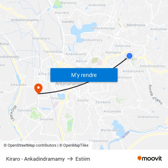Kiraro - Ankadindramamy to Estiim map