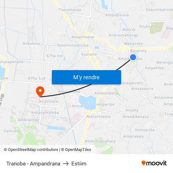 Tranobe - Ampandrana to Estiim map