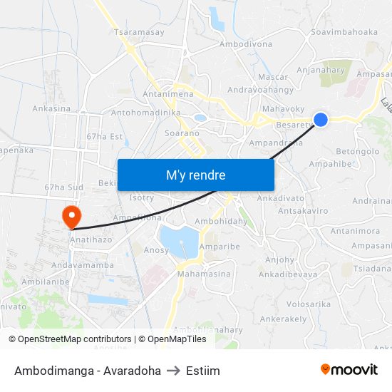 Ambodimanga - Avaradoha to Estiim map