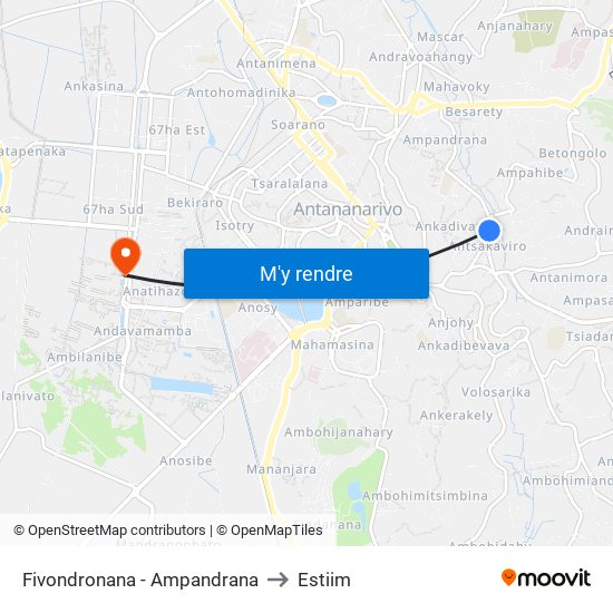 Fivondronana - Ampandrana to Estiim map