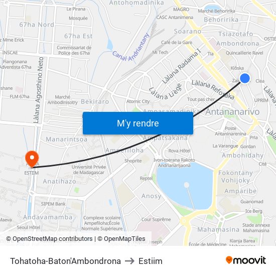 Tohatoha-Baton'Ambondrona to Estiim map