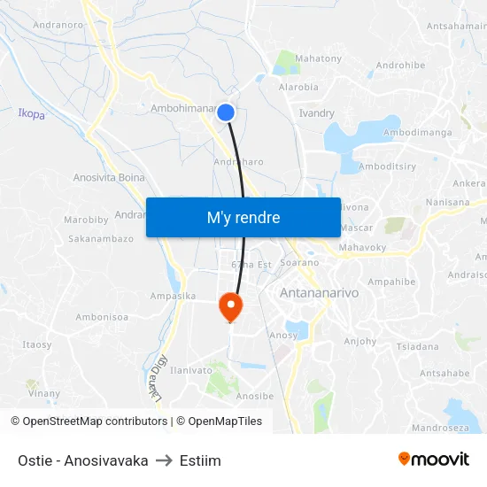 Ostie - Anosivavaka to Estiim map