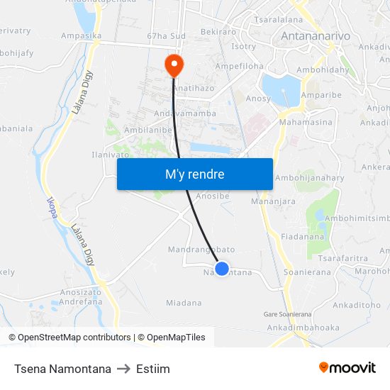 Tsena Namontana to Estiim map