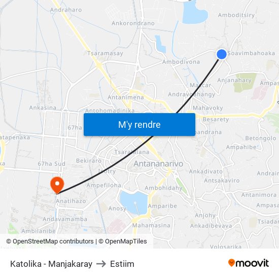 Katolika - Manjakaray to Estiim map