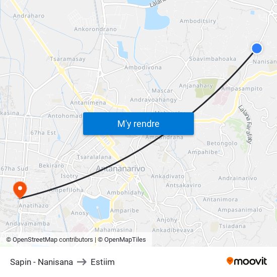 Sapin - Nanisana to Estiim map