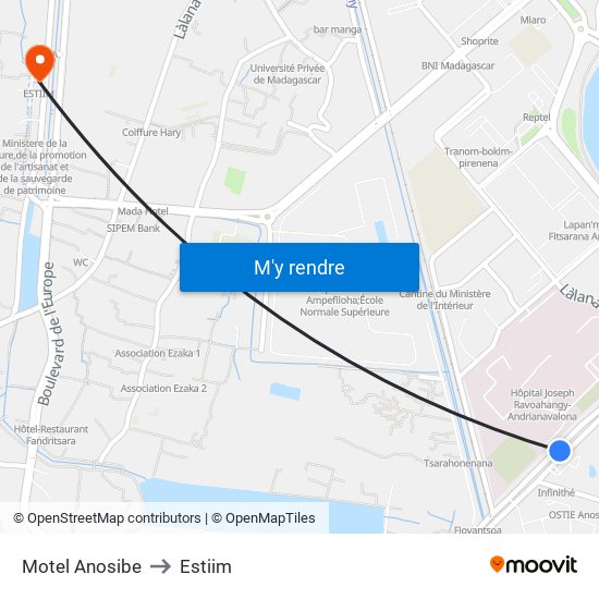 Motel Anosibe to Estiim map