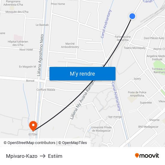 Mpivaro-Kazo to Estiim map