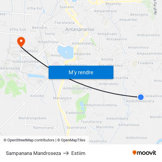 Sampanana Mandroseza to Estiim map