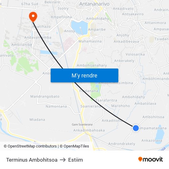 Terminus Ambohitsoa to Estiim map