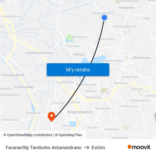 Faranan'Ny Tamboho Antanandrano to Estiim map