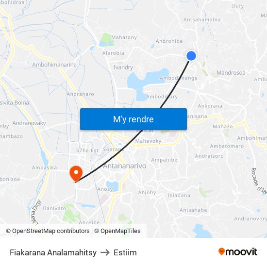 Fiakarana Analamahitsy to Estiim map