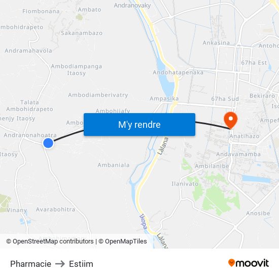 Pharmacie to Estiim map