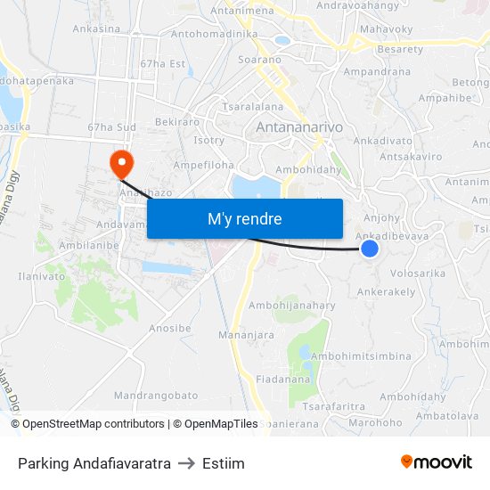 Parking Andafiavaratra to Estiim map