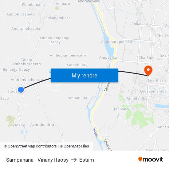 Sampanana - Vinany Itaosy to Estiim map
