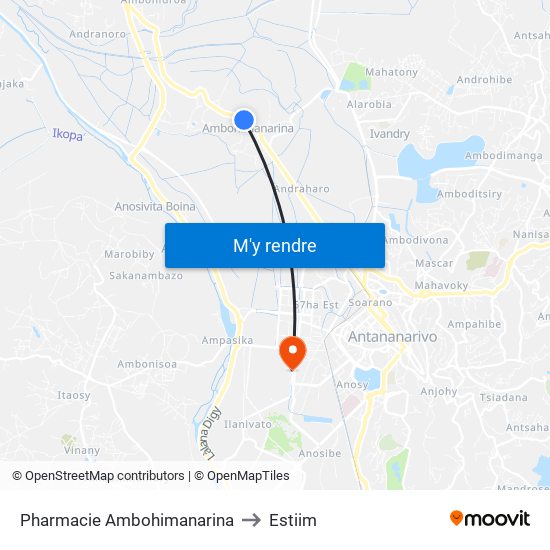 Pharmacie Ambohimanarina to Estiim map